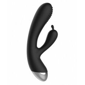 Чёрный вибратор E-Stimulation Rabbit Vibrator с электростимуляцией - 19 см.