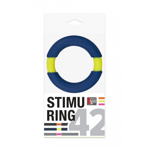 Синее эрекционное кольцо NEON STIMU RING 42MM BLUE/YELLOW