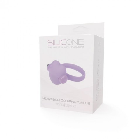 Фиолетовое эрекционное виброкольцо с сердечком HEART BEAT COCKRING SILICONE