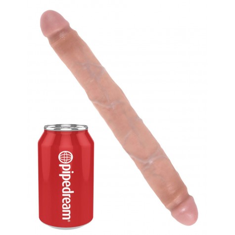 Телесный двусторонний фаллоимитатор 12" Slim Double Dildo - 30 см.