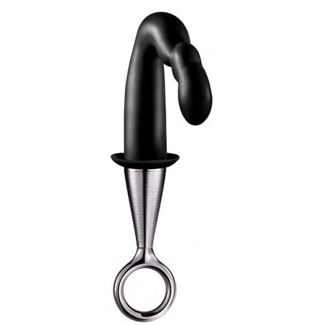 Чёрный изогнутый анальный плаг PROSTATE PLUG PLATED HANDLE