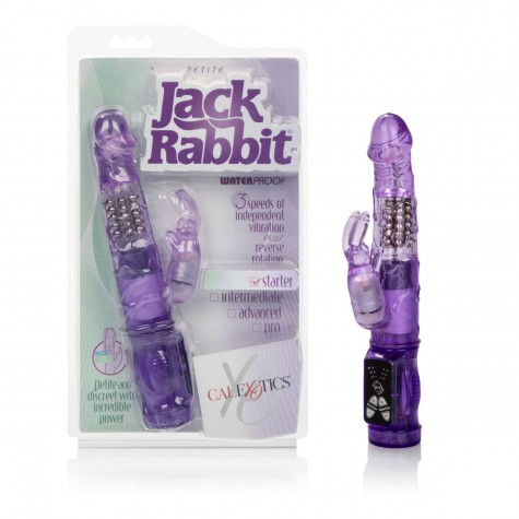 Фиолетовый вибромассажер Petite Jack Rabbit - 24 см.